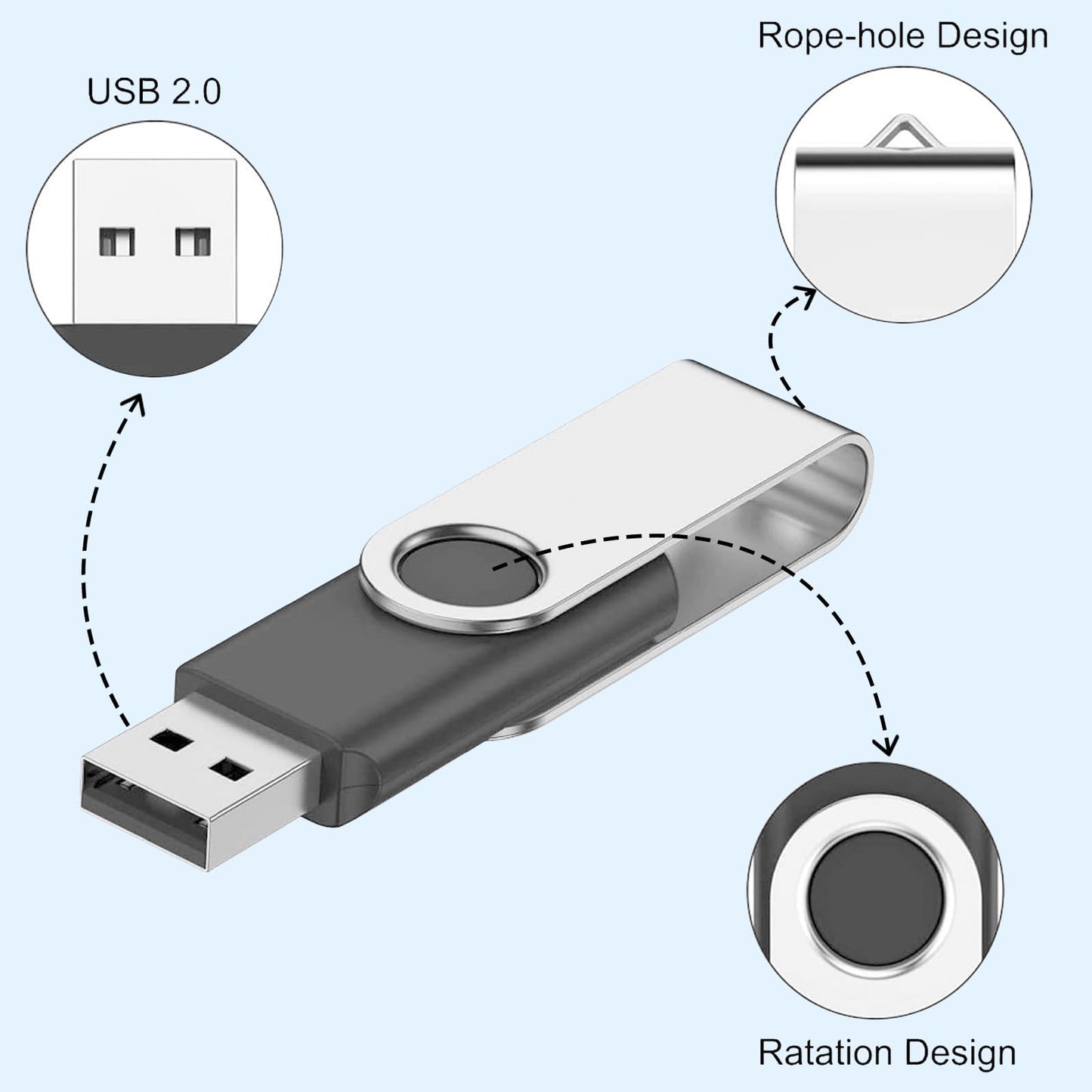 AreTop 8GB 50-Pack Flash Drive, Bulk USB 2.0 Memory Stick Thumb Drives(8GB 50 Pack, Mix Color)