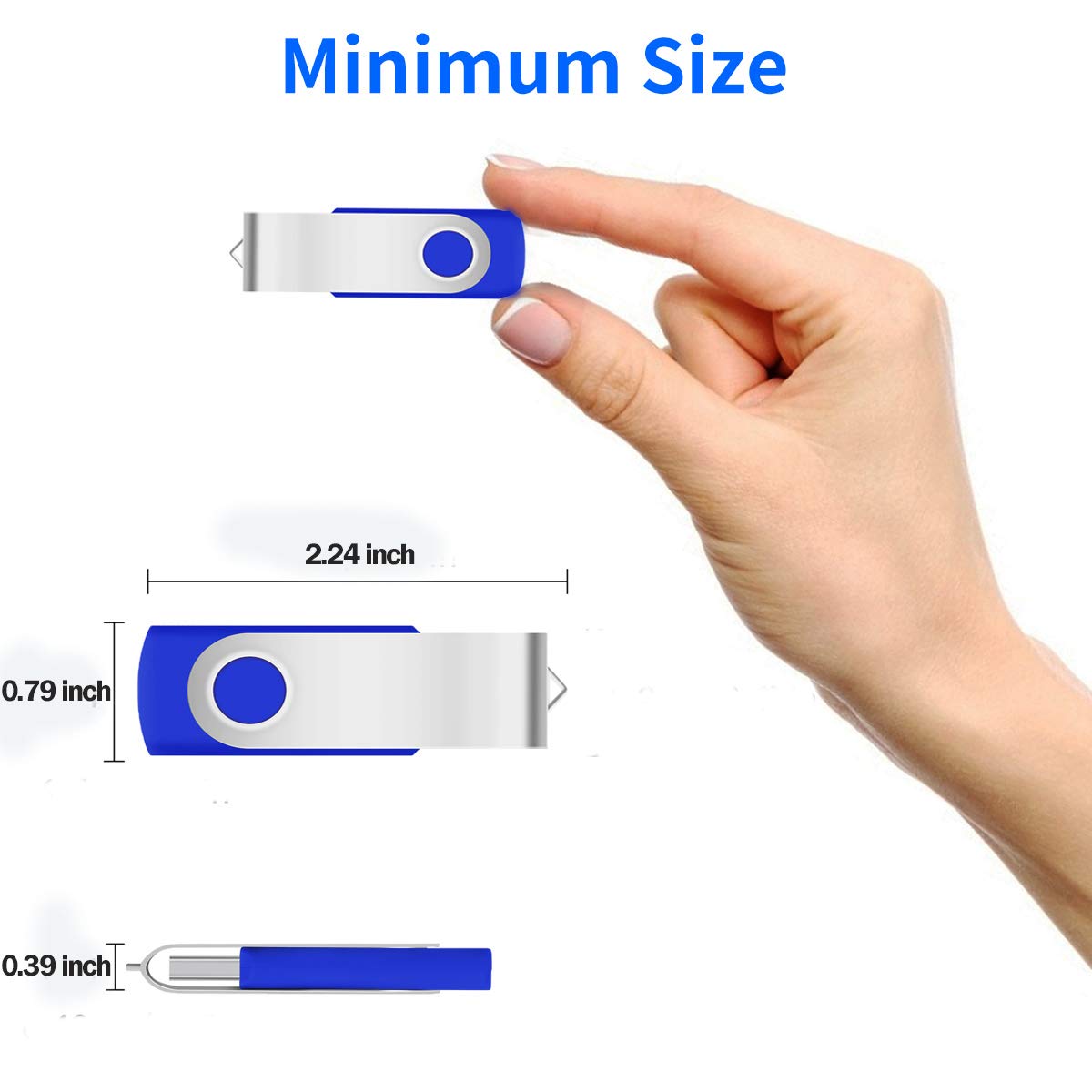 16GB Bulk Flash Drives 50 Pack EASTBULL USB Flash Drives Pack USB 2.0 Thumb Drives Bulk Swivel USB Drives Bulk with Strings (16GB-Blue)