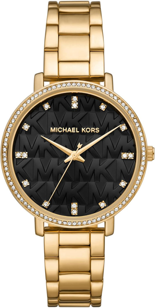 Michael Kors Pyper - Reloj de acero inoxidable para mujer, con correa de acero, cuero o silicona